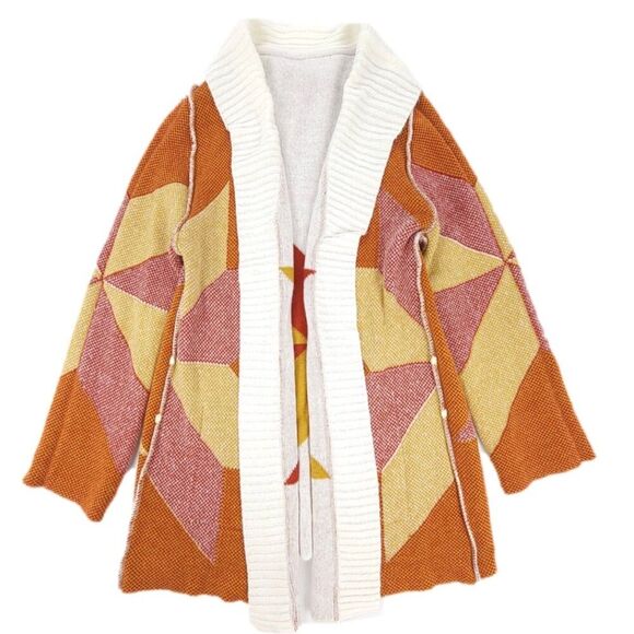 JENS PIRATE BOOTY Freedom Star Intarsia Reversible Oversized Cardigan Boho Knit - Picture 4 of 9